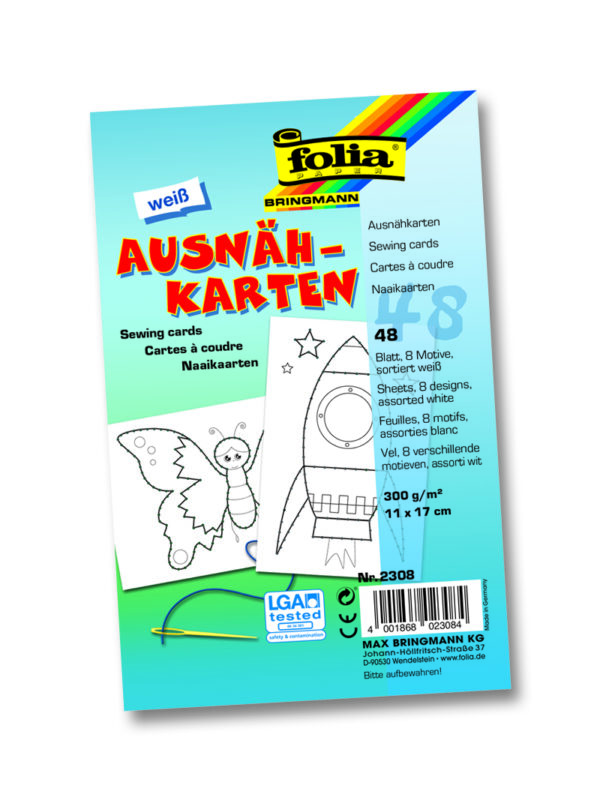 Nähkarten 11 cm x 17 cm P/48 weiß