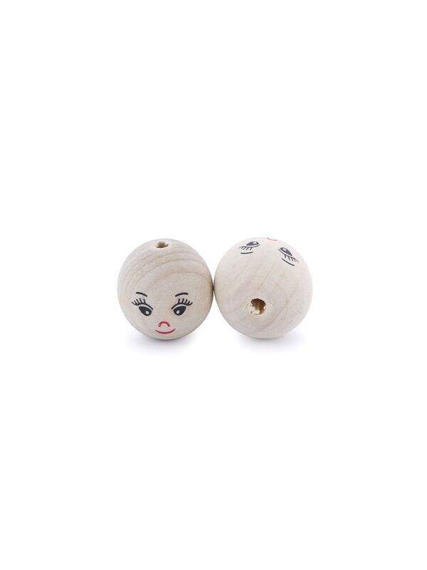 Wooden face beads 22mm (10 pcs)