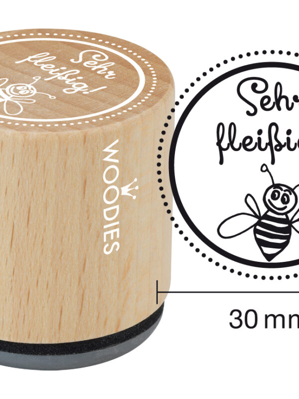 Houten stempel Woodies 30mm - Sehr fleißig!