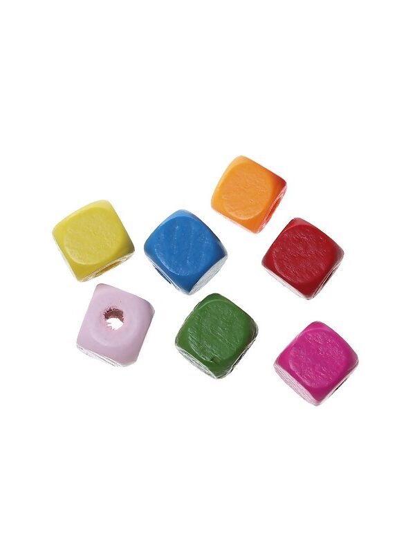 Houten kubusvormige kralen 1 cm x 1 cm (200 stuks)