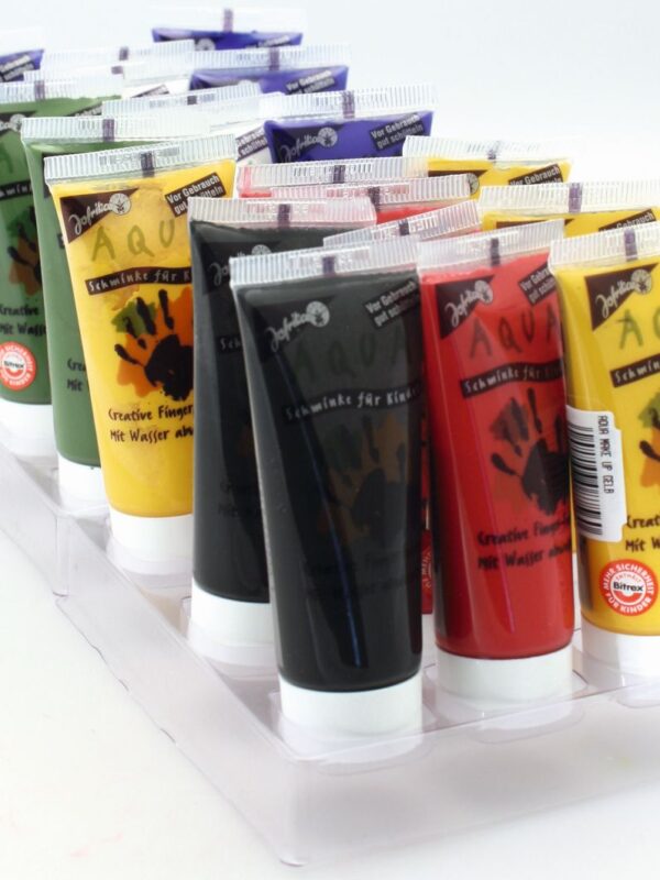 Display voor tubes met aqua-schmink