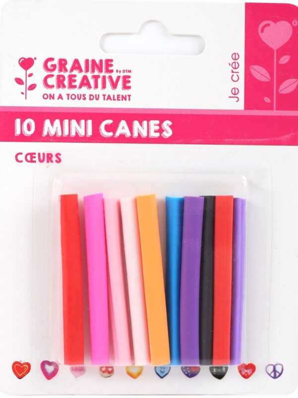 Assortment of 10 mini heart canes 50x5mm