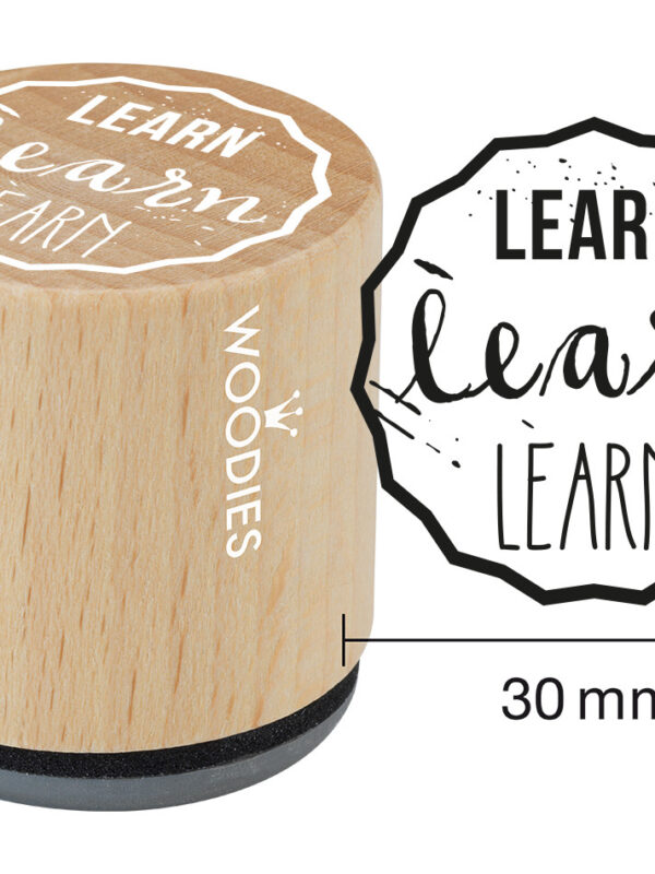 Woodies wooden stamp 30mm – Learn learn learn