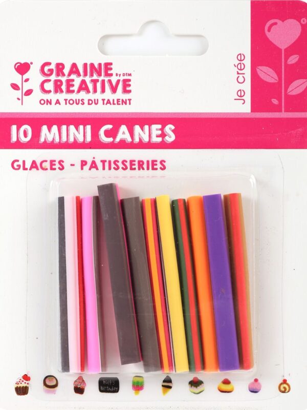 Assortment of 10 mini ice cream pastry canes 50x5mm