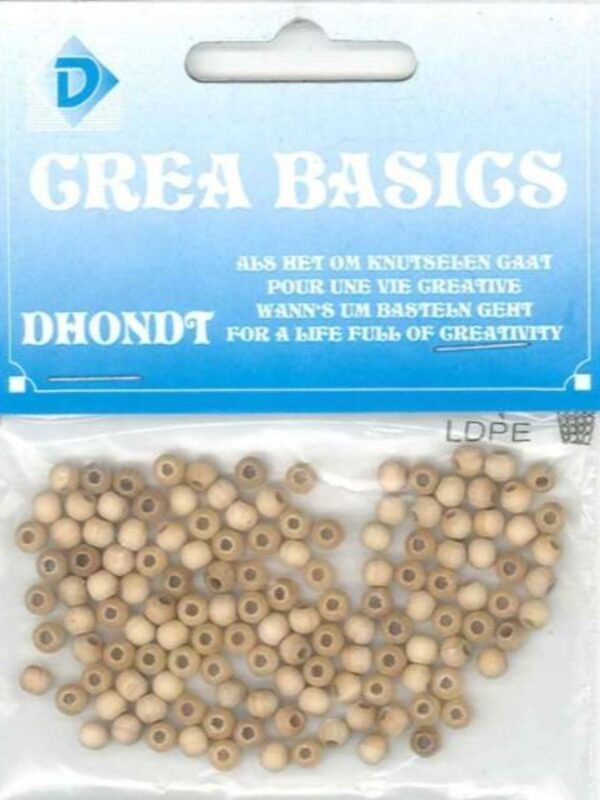 Ruwe houten kraal 4 mm (135 stuks)
