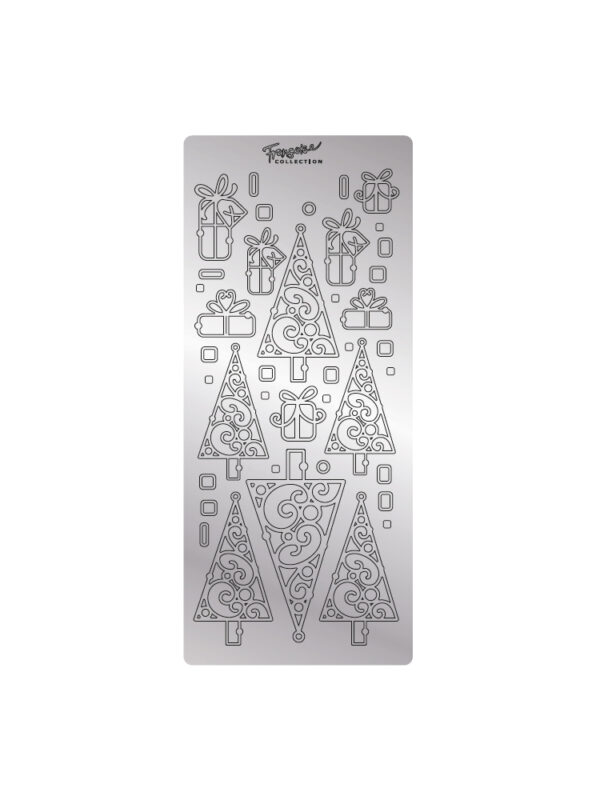 Afneembare stickers 105 mm x 232 mm – Zilveren kerstboom