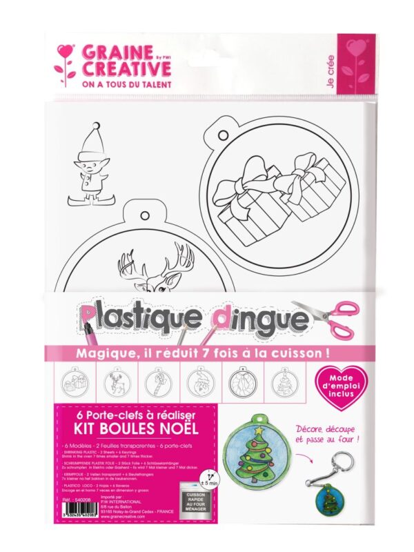 Shrink plastic kit – Christmas bauble key ring (6 pcs)