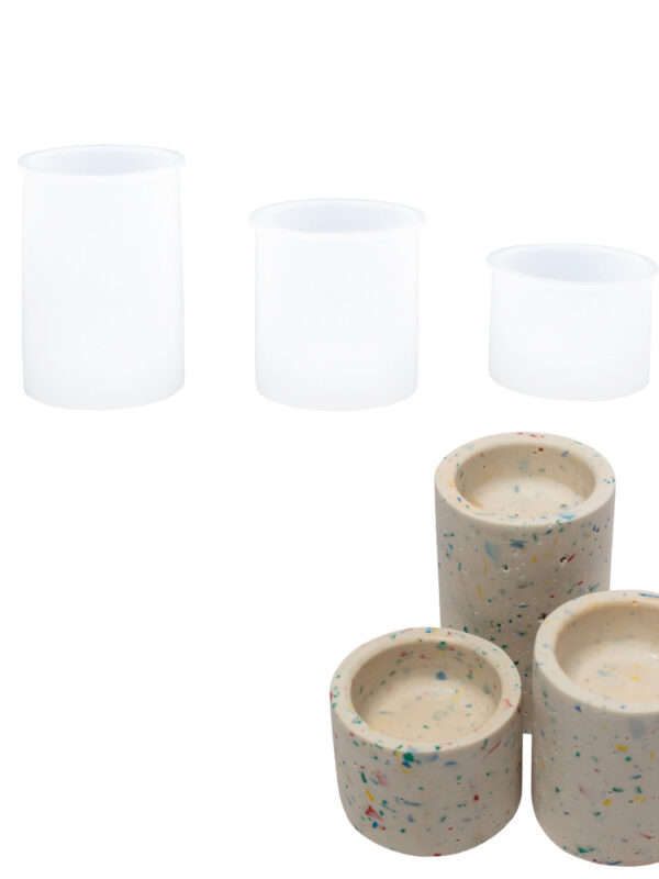 Silicone mould set high cylinder candle holders (3 pcs)
