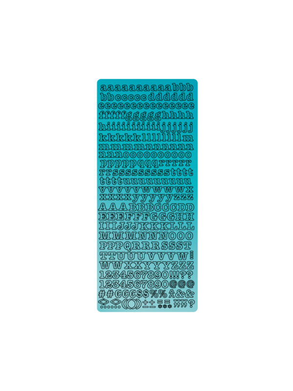 Afneembare stickers met kleine letters en hoofdletters, turquoise, 105 x 232