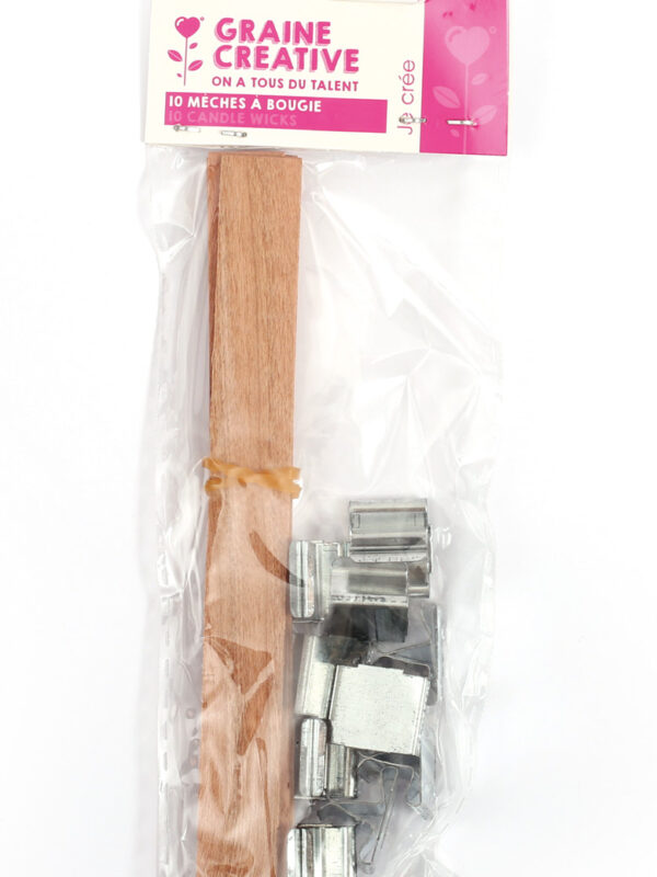 Wooden candle wicks + metal bases 13 mm x 130 mm (10 pcs)