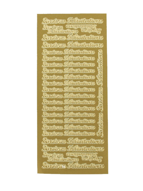 Feuille d'autocollants dorés FR – Sincères félicitations
