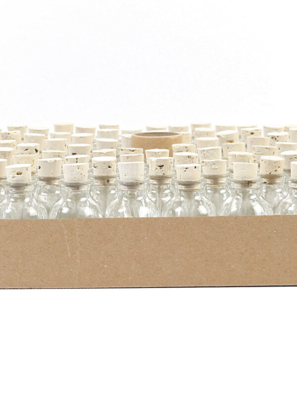 Mini glass bottle with cork stopper 20 ml – 60 mm (105 pcs)