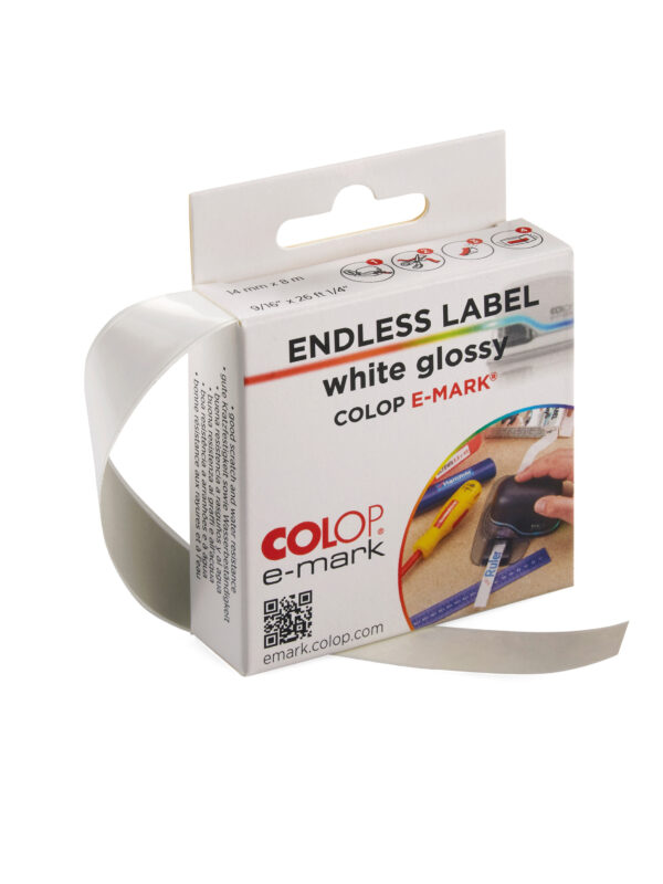 Colop E-mark Go – Label roll 14mm x 8m – White glossy