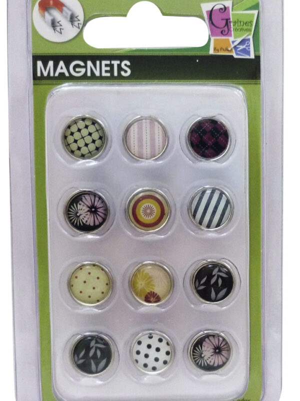 12 epoxy magnets black and motifs Ø 10