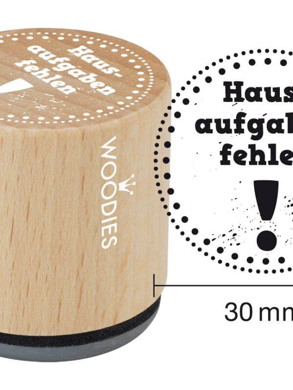Houten stempel Woodies 30mm - Hausaufgaben fehlen!