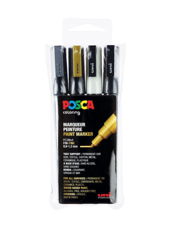 Box of paint markers fine conical tip Primary 4 pcs gold/silver