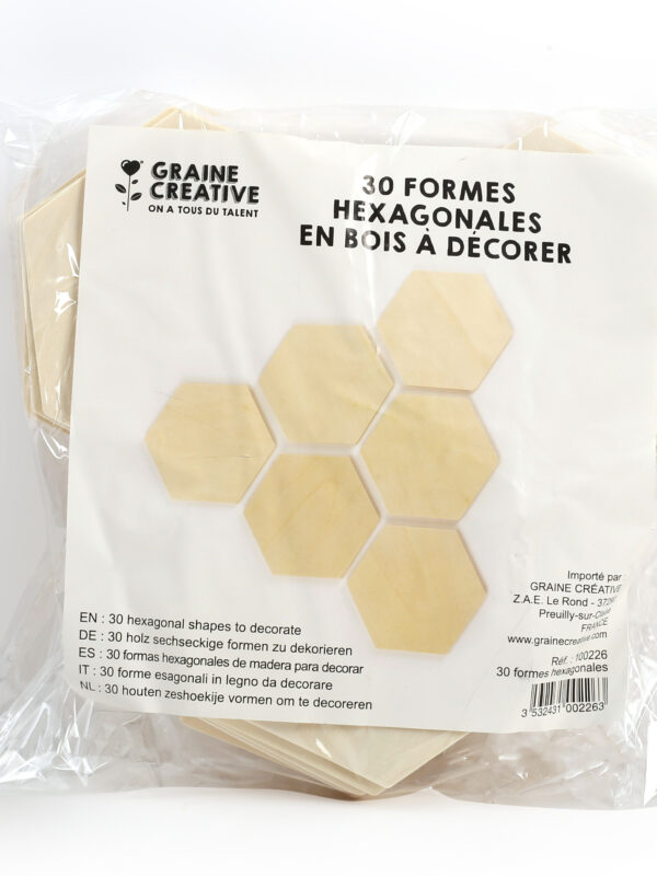 Wooden hexagon 99 mm x 86 mm x 4 mm (30 pcs)
