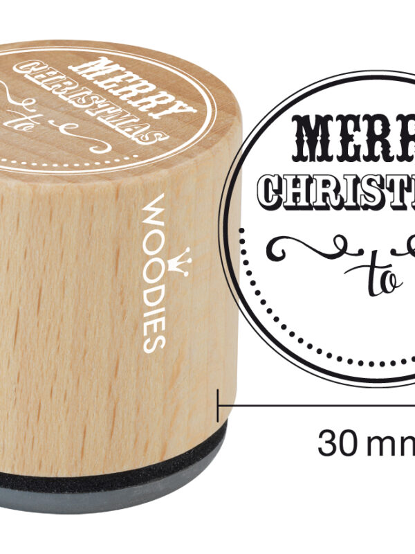 Woodies wooden stamp 30mm – Merry Christmas to