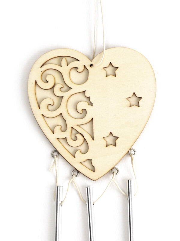 Wooden wind chime 98 mm x 195 mm x 6 mm - Heart