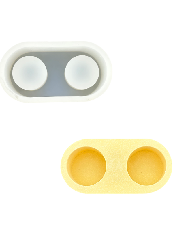 Moule en silicone rond pour bougie chauffe-plat avec 2 trous