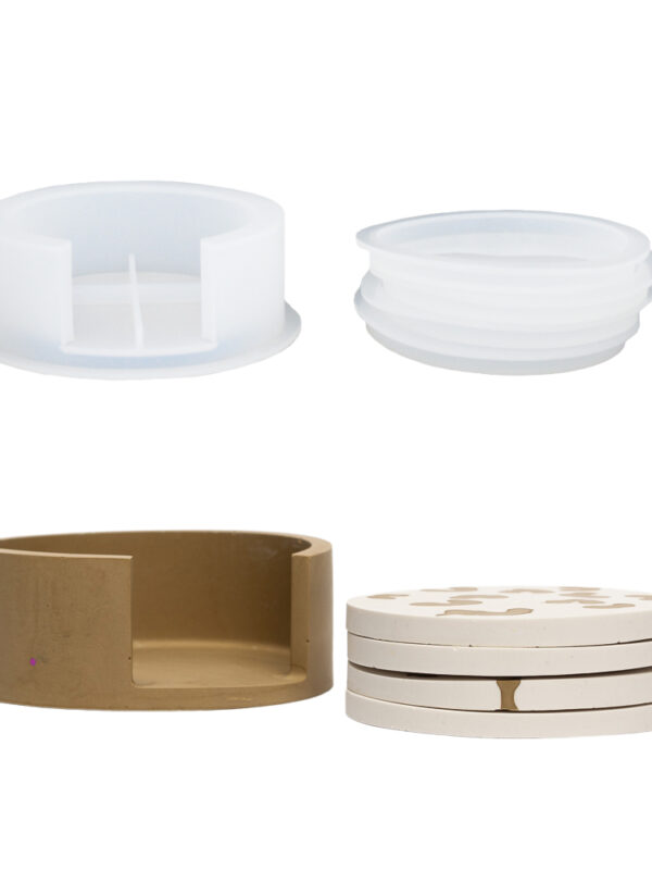 Silicone mould set holder for 4 round coasters