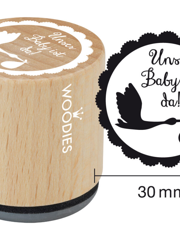 Houten stempel Woodies 30mm - Unser Baby ist da!