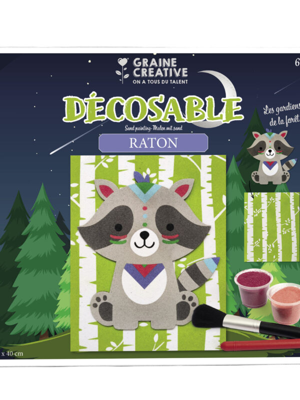 Décoration sur sable – Raton laveur