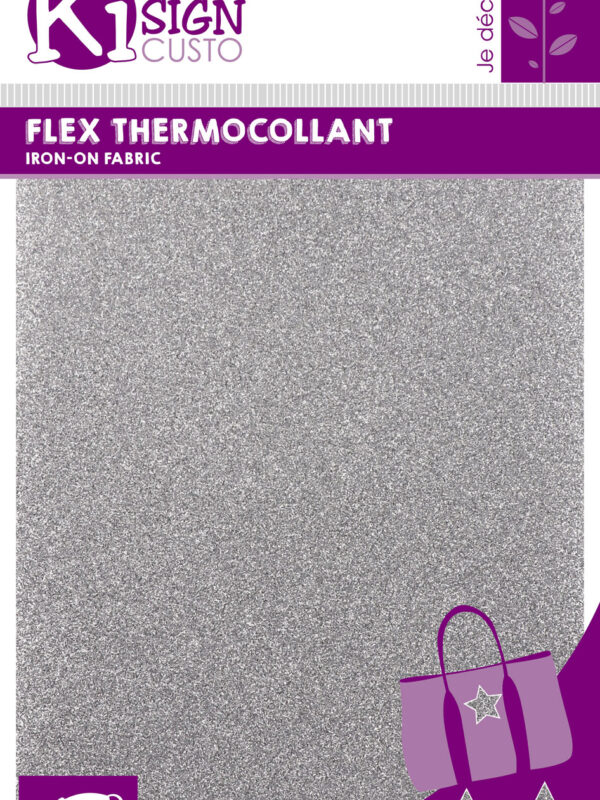 Heat-adhesive flex 150mm x 200mm – Glitter silver