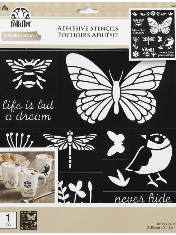 Self-adhesive stencil Birds, bees & more 21.59 x 24.13 cm