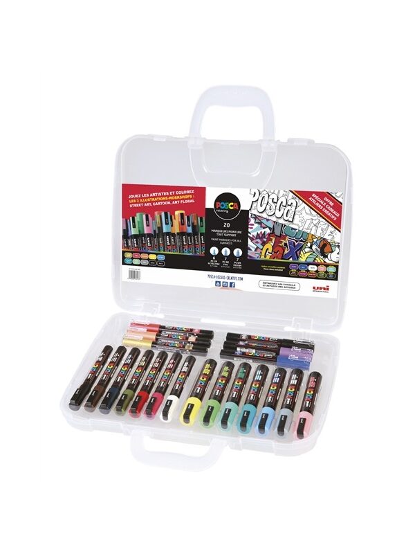 Posca case assorted different tips (20 pcs)