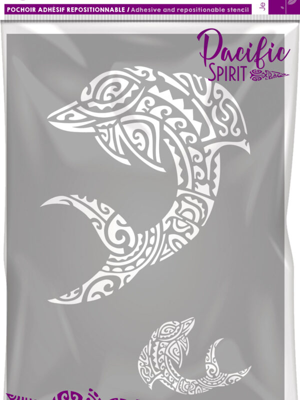Selbstklebende Schablone – Maori-Delfin A4