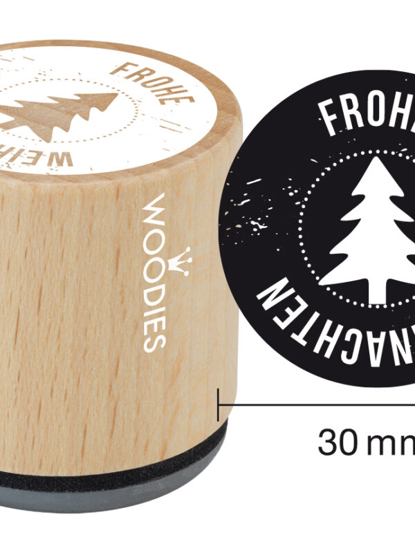 Houten stempel Woodies 30mm - Frohe Weihnachten