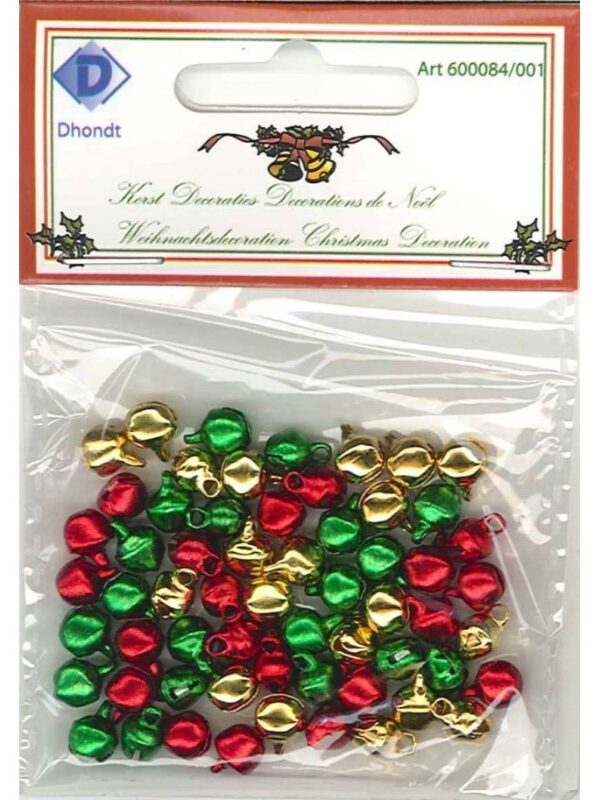 Clochettes de 6 mm, 60 pièces, 3 couleurs : doré, rouge, vert