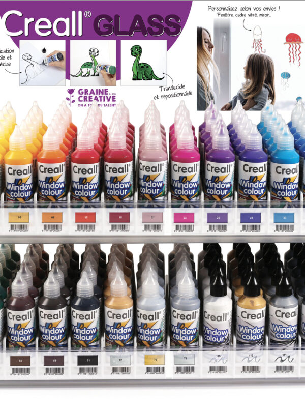 Creall Glass Display – 96 Flaschen (13 Farben + 3 Konturen)