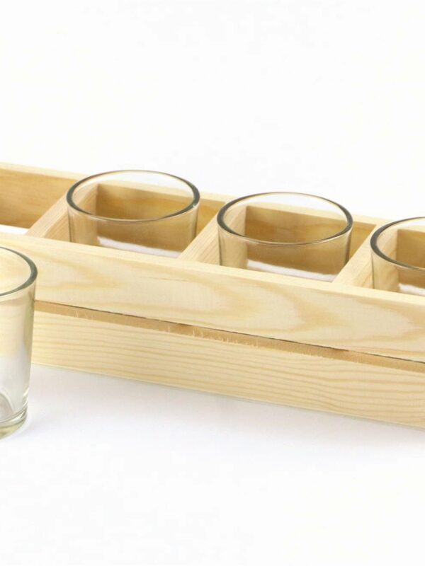 Glass holder and 4 glasses 265 x 70 x 60 mm
