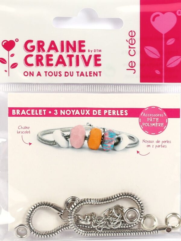Snake bracelet 170mm + 3 bead cores – Silver colour