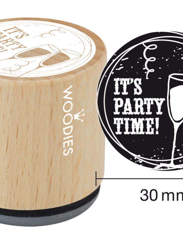 Woodies wooden stamp 30mm – It’s party time