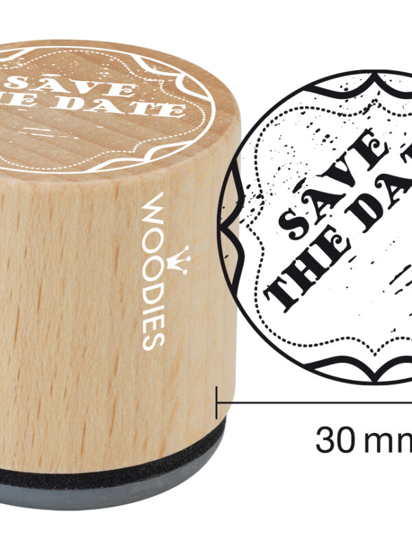 Houten stempel Woodies 30mm - Save the date