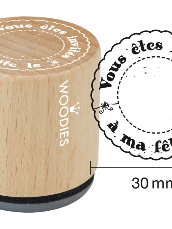 Woodies wooden stamp 30mm – You are invited to my party on