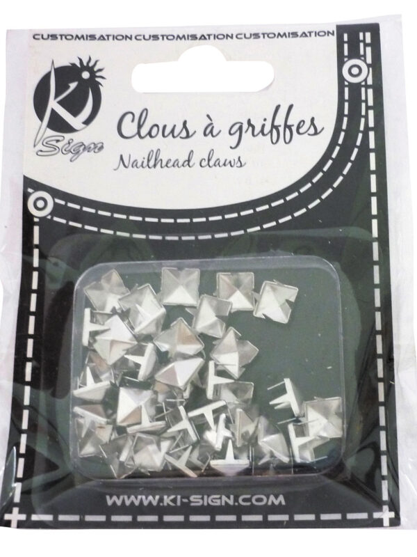 Square claw silver 8x8mm (40 pcs)