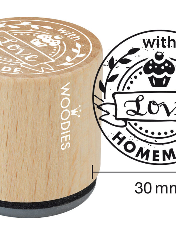 Woodies wooden stamp 30mm – With love homemade