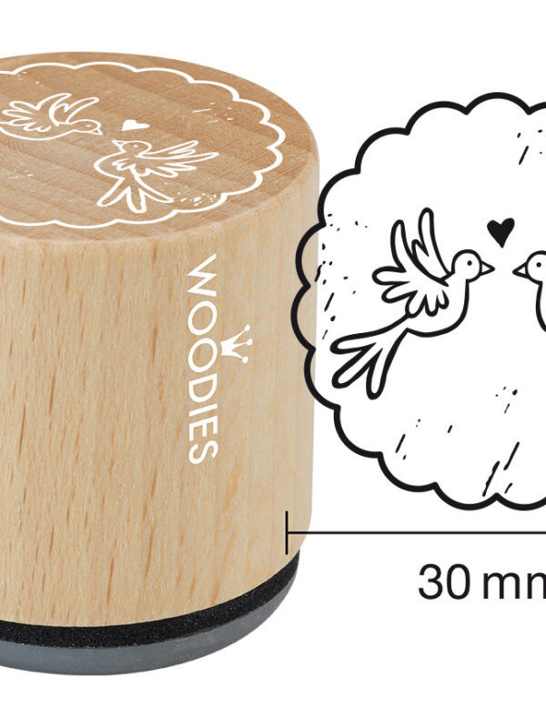 Houten stempel Woodies 30mm - Tortelduifjes