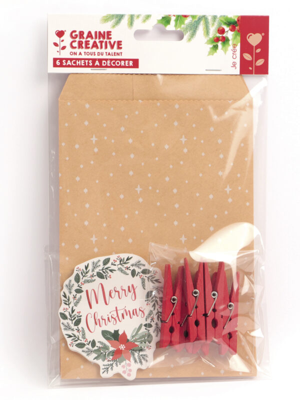 Gift bags polar bear 177 mm x 114 mm + tags + mini clothespins