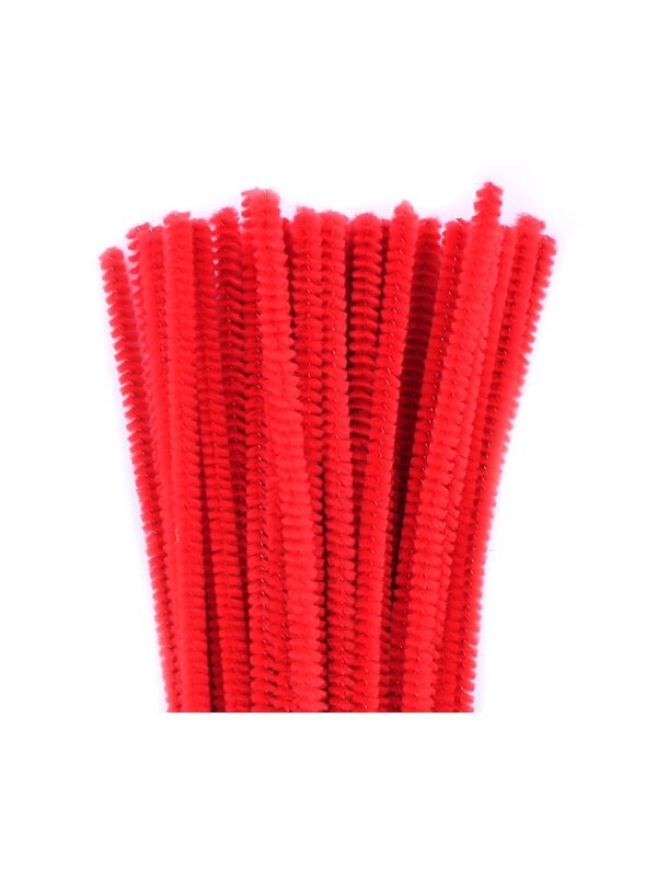 Lot 50 chenilles 6mm x30cm rouge