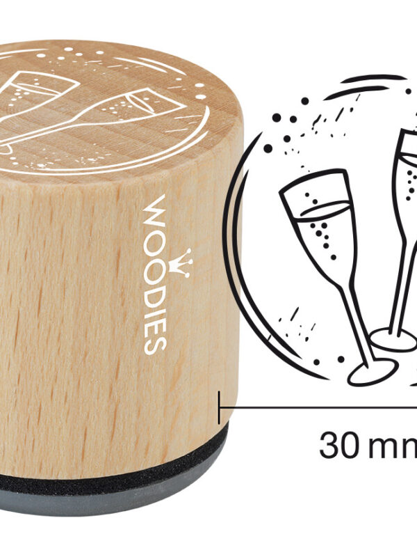 Houten stempel Woodies 30mm - Champagneglazen