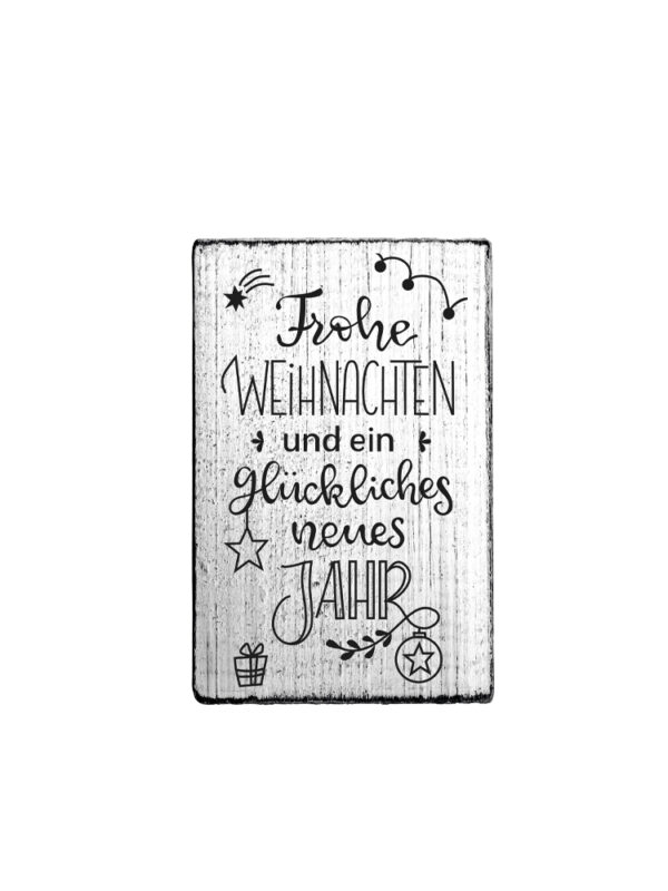 Houten stempel Vintage 70mm x 42mm - Frohe Weihnachten und e