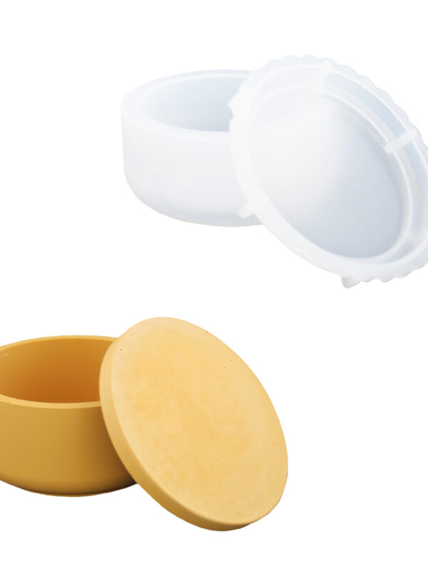 Silicone mould smooth low pot with lid