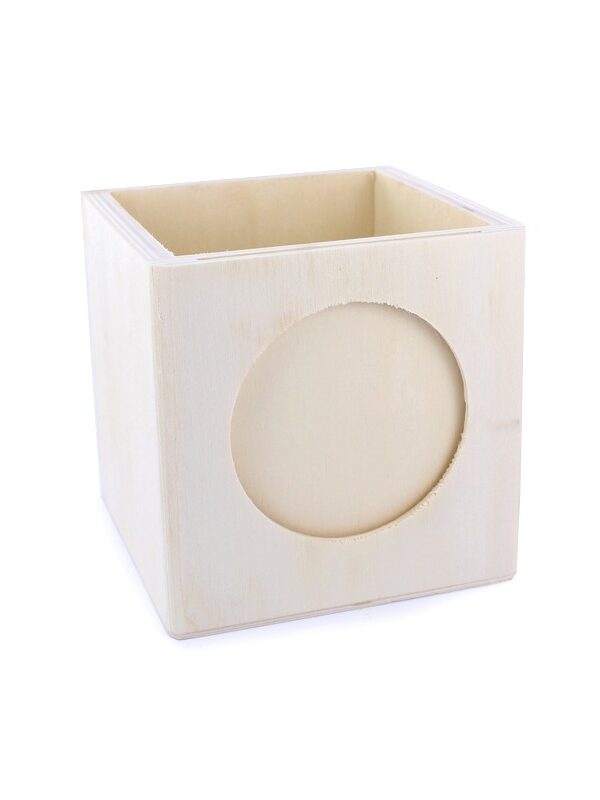 Square pen holder with frame 9.5cm x 9.5cm x 9.5cm