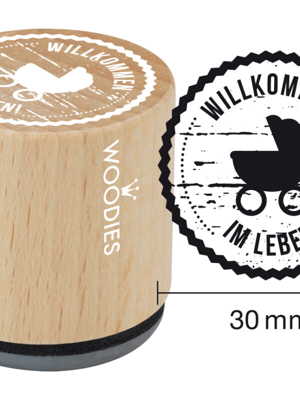Houten stempel Woodies 30mm - Willkommen im Leben!