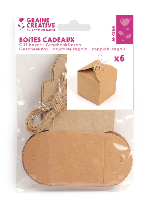 Kraft boxes 50 mm + cord (6 pcs)